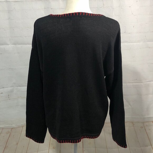 Victoria Jones Embroidered Christmas Cardigan Black Beaded Embellishments Size L - Picture 3 of 15